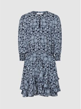 REISS leanna floral flounce hem dress navy blue coquette garden feminine size 4